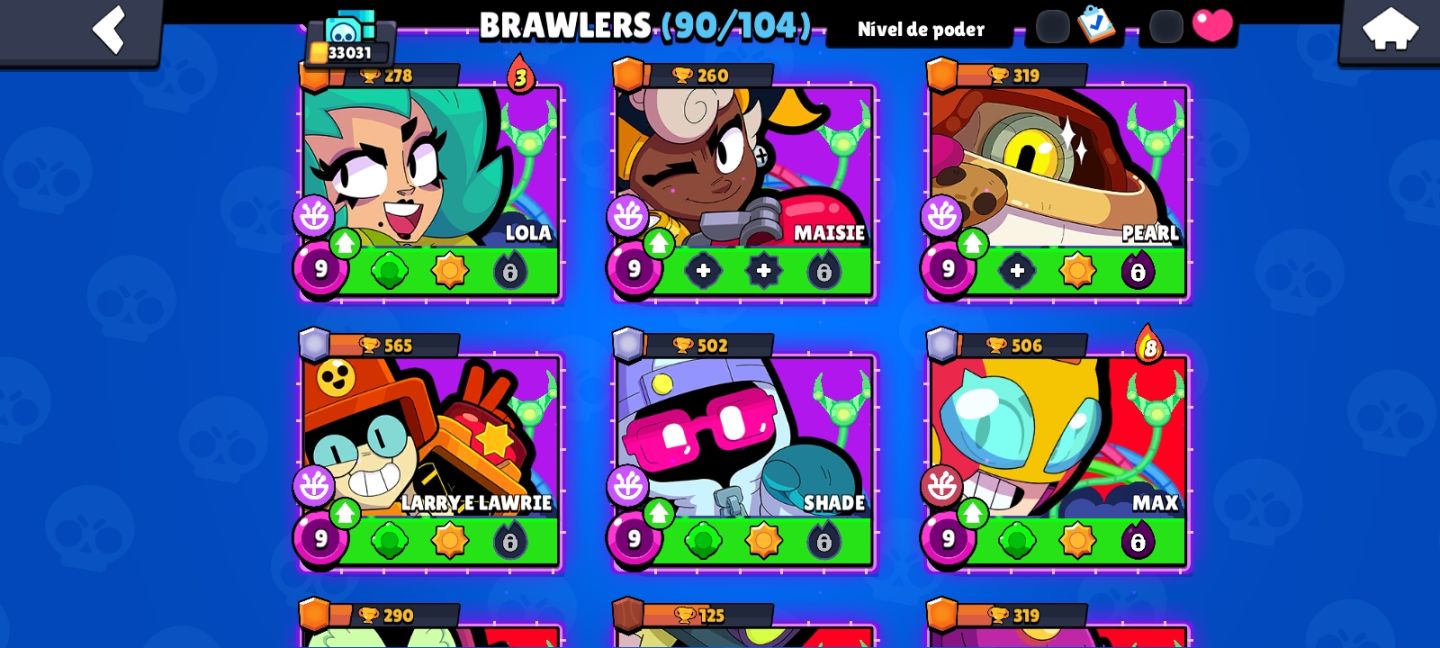 CONTA BRAWL STARS 90 BRAWLERS