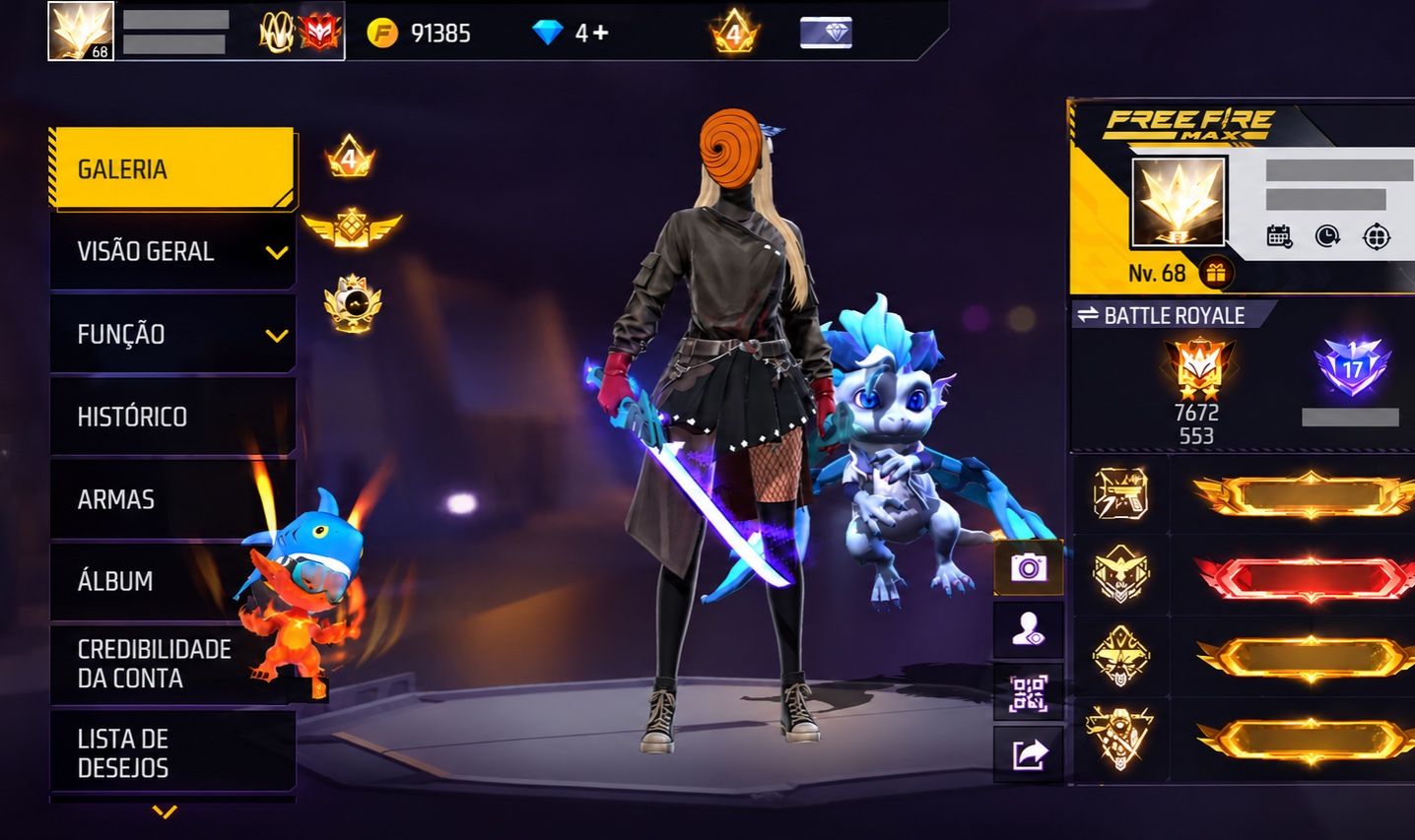 CONTA DE FREE FIRE COM BARBINHA, PANTUFAS, PUNHO E CALÇA ANGELICAL MAIS BARATA