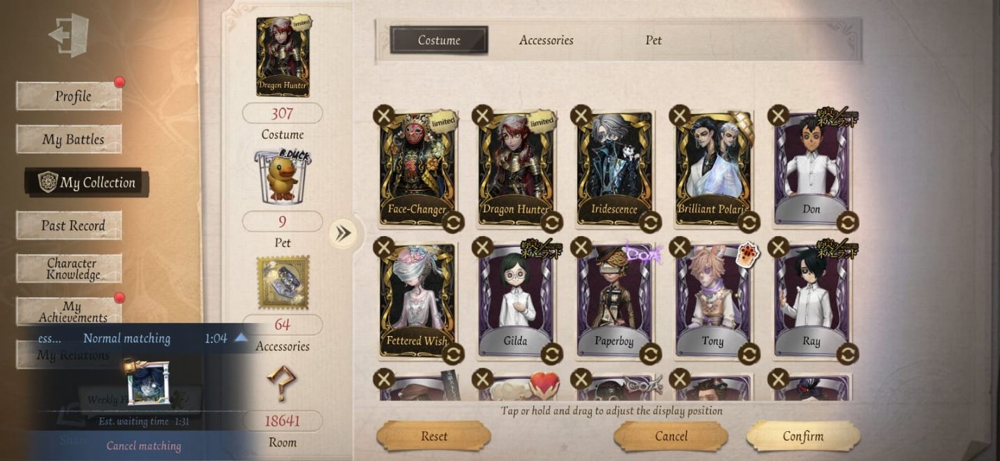 Identity v with much skins s limited and s more 6000k of fragments.