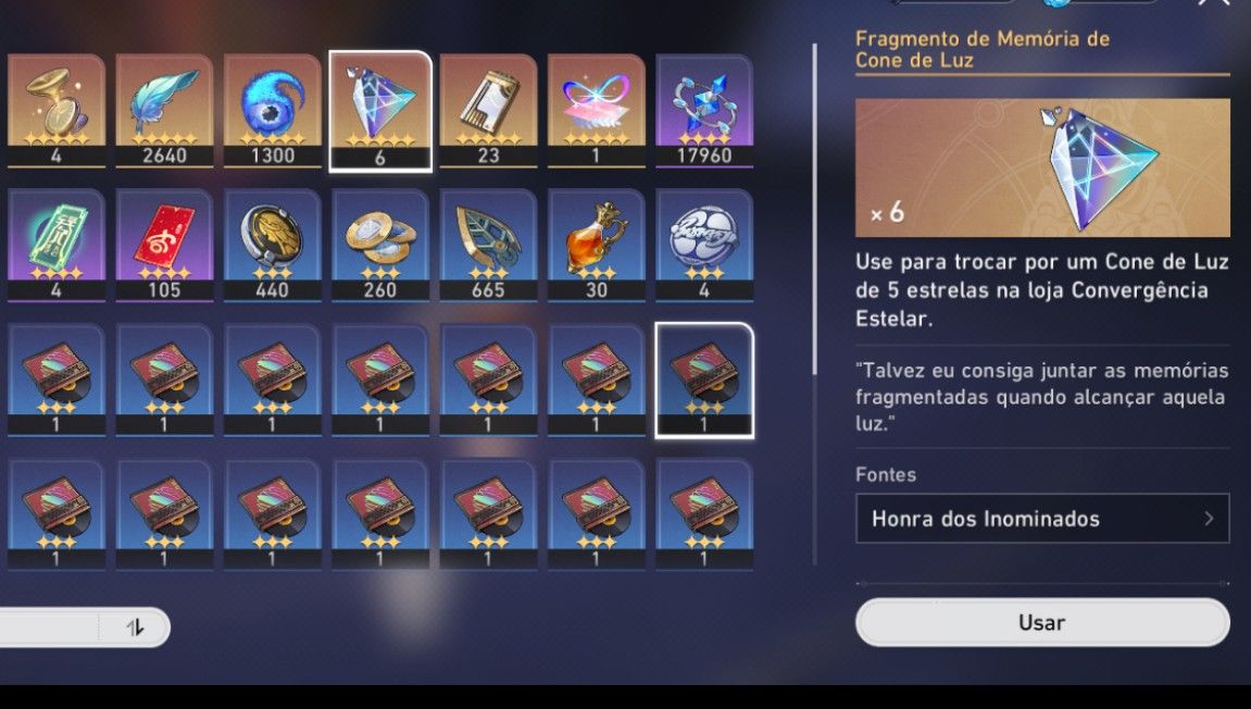 Conta Hsr Silver Wolf 999 E2s1, Sparxie E2s1, Yao Guang E2s1, Huohuo E2s1 e +