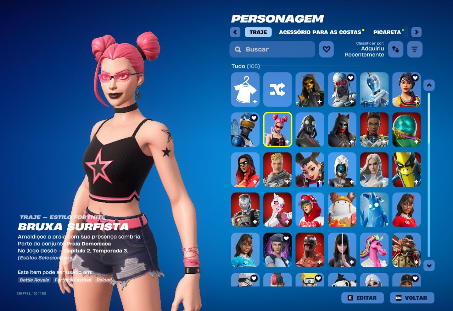 CONTA DE FORTNITE RARA COM MAIS DE 100 SKINS!!