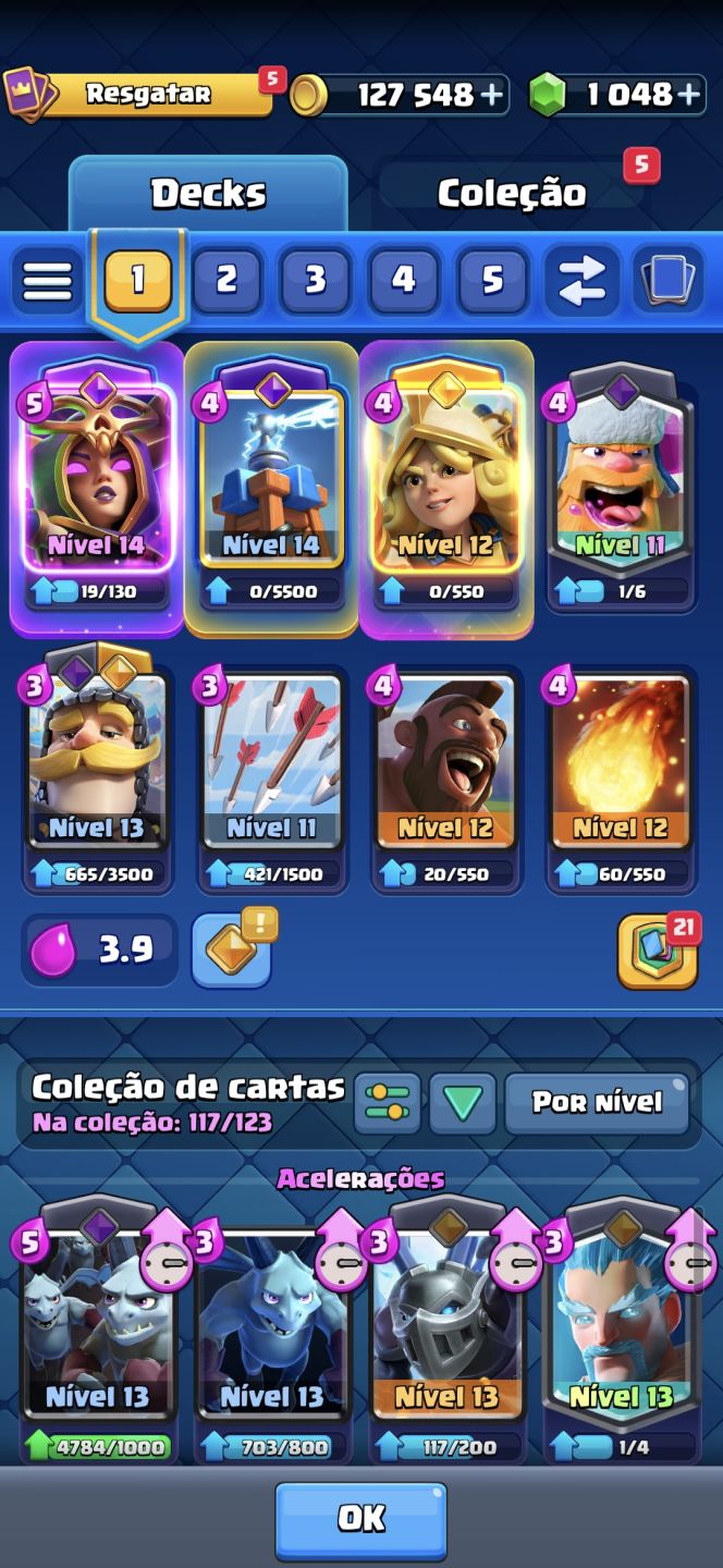 CONTA CLASH ROYALE E CLASH OF CLANS