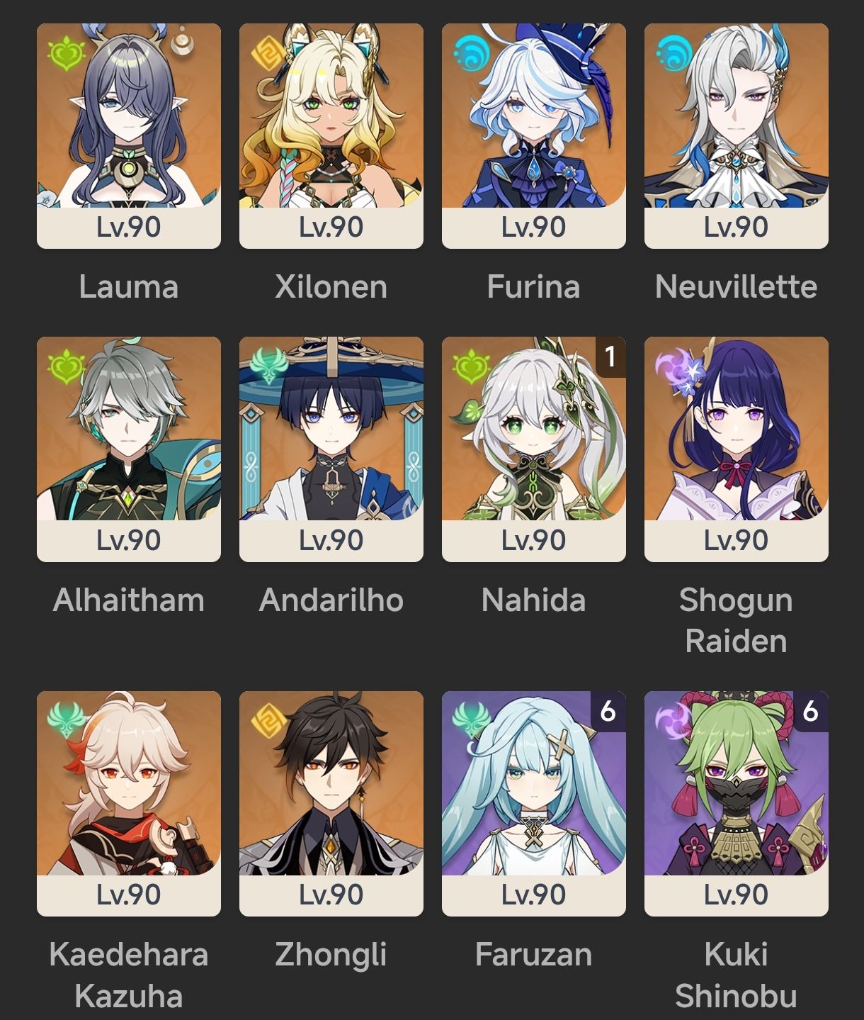 CONTA GENSHIN IMPACT AR59 | FURINA R1 + NEUVILLETE R1 + RAIDEN R1 + NAHIDA C1
