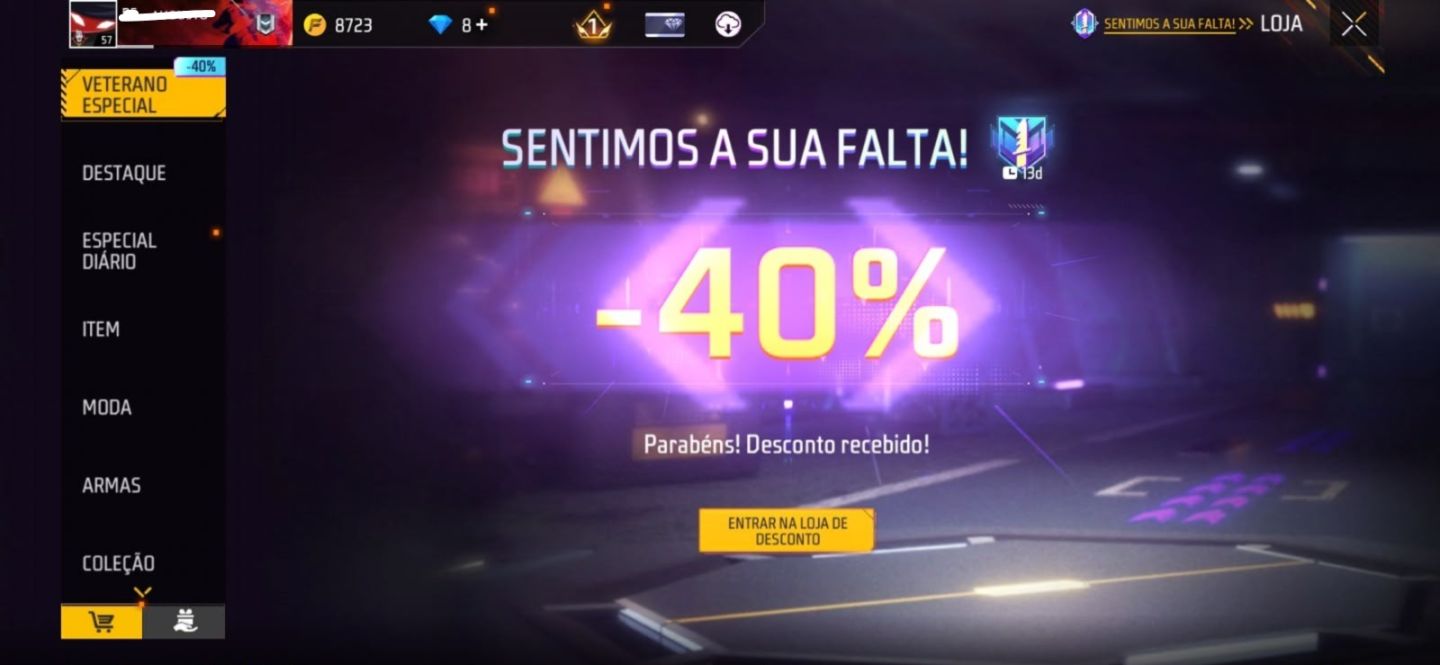 CONTA FREE FIRE 7 ANOS(Negociável)