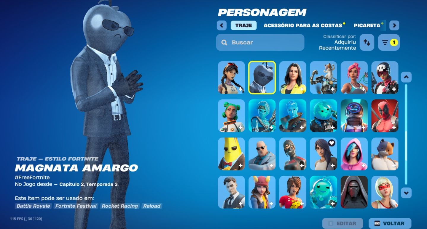 CONTA FORTNITE COM ITENS RAROS (MACHADO LEVIATHAN, TONY STARK E ETC)