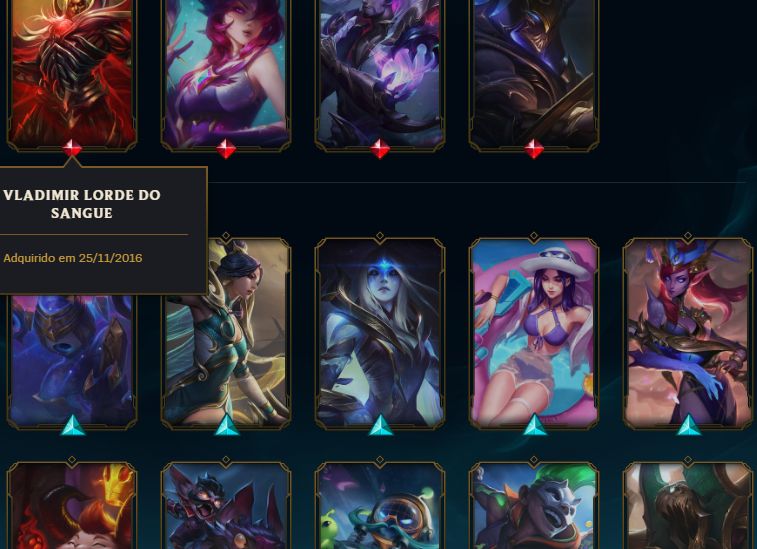 CONTA LEAGUE OF LEGENDS lvl 1005, 201 skins, varias legado e vários baús fechado