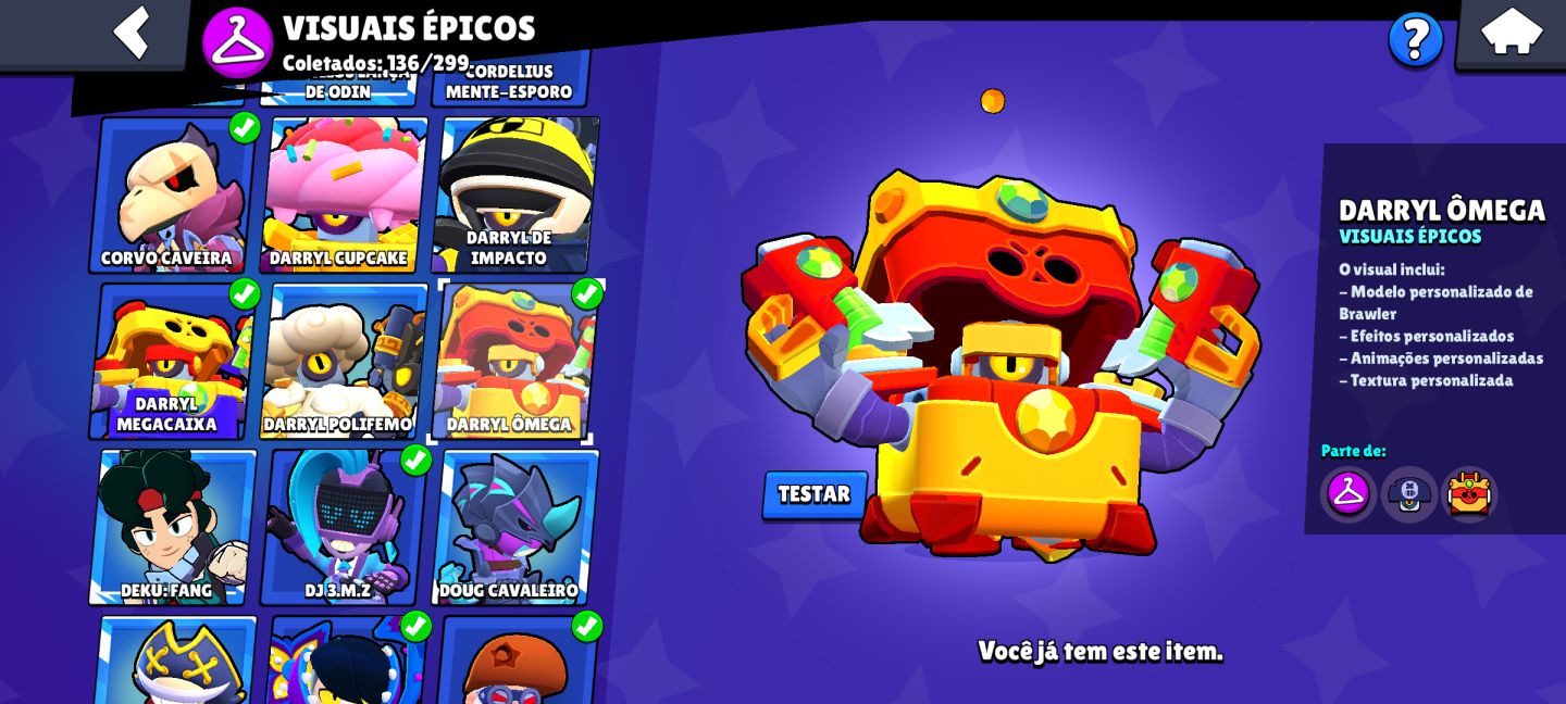 Conta de brawl stars com skins raras e muito conteúdo! (promo)