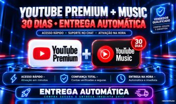 YOUTUBE PREMIUM + YOUTUBE MUSIC | 30 DIAS | ENTREGA AUTOMÁTICA