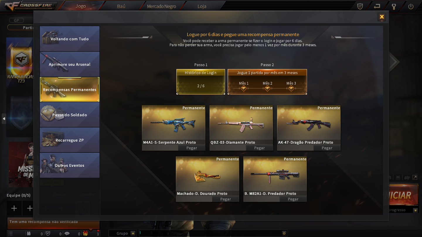 CONTA VIP CROSSFIRE ESCOLHA SUA VIP PROTO DENTRE AS 6 DISPONIVEIS NA IMAGEM