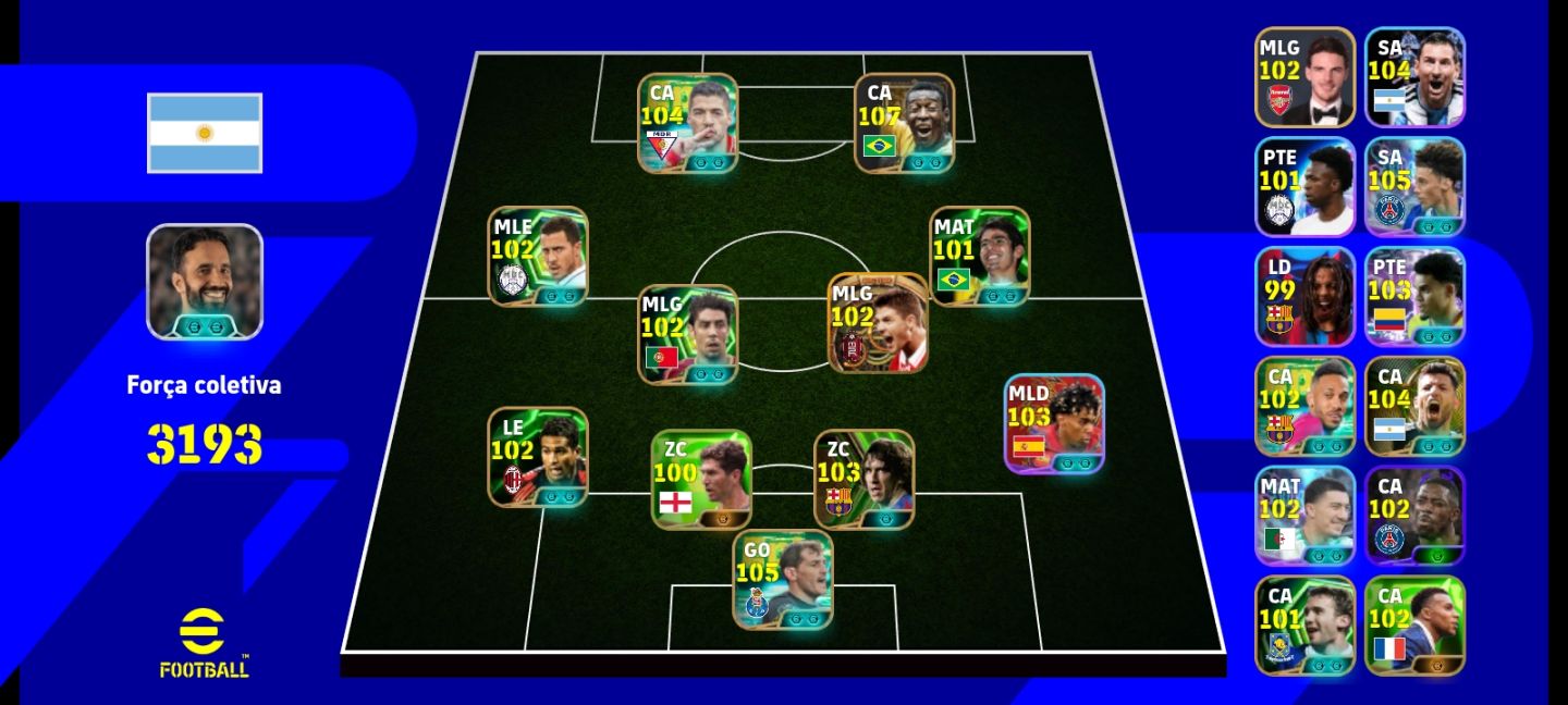 CONTA DE EFOOTBALL BASICS COM PELÉ 107 // AKLIOUCHE 105 // 3193 DE FORÇA