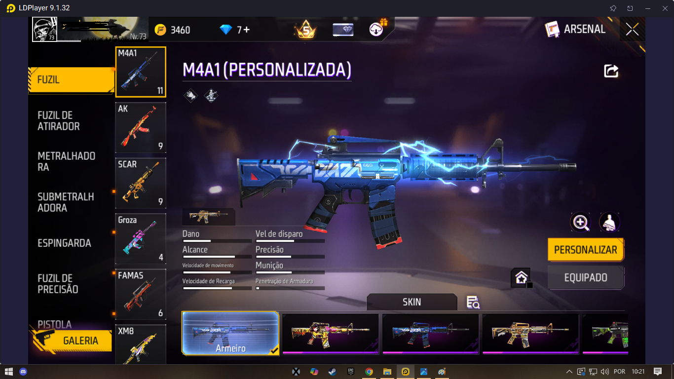 Conta de free fire antiga nivel 73
