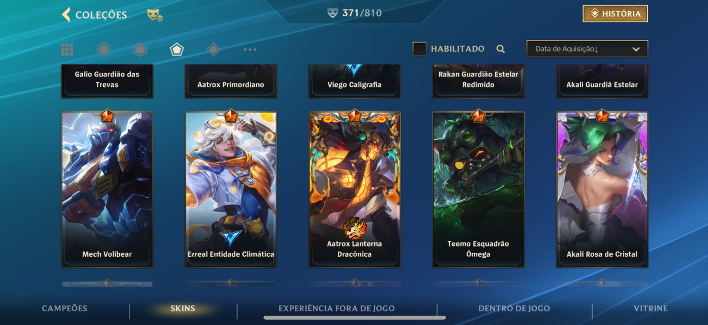 Conta wild rift 371 skins, já foi lenda e monarca