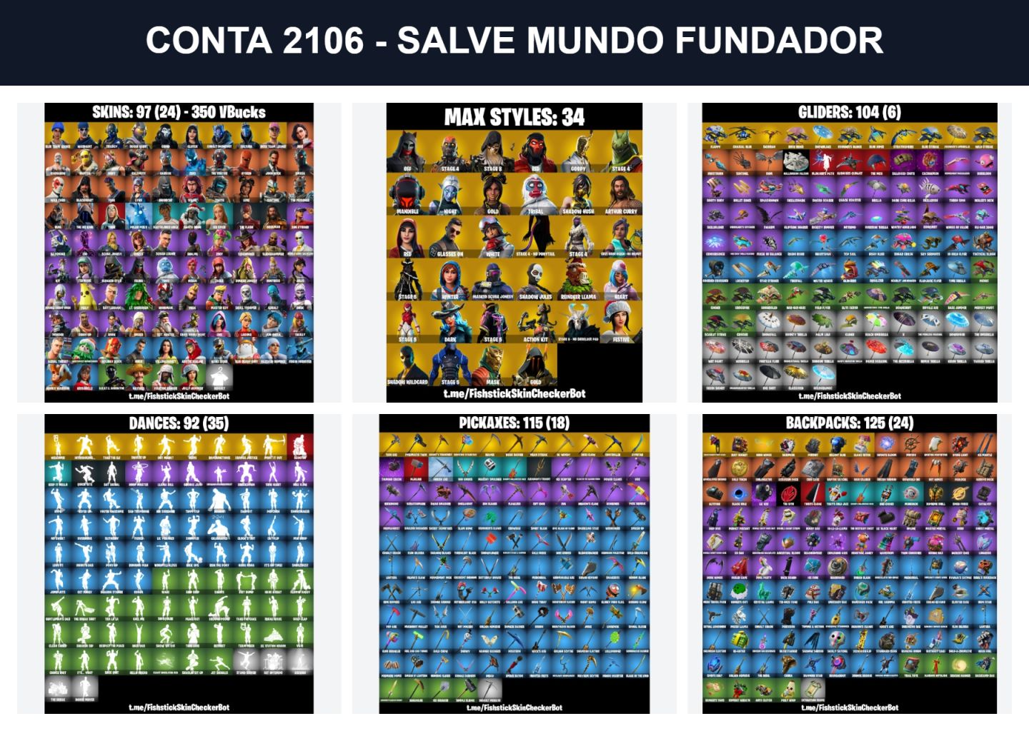 FORTNITE CLUBE(NA SUA CONTA), CONTAS SKINS RARAS OG, SALVE MUNDO FUNDADOR E+