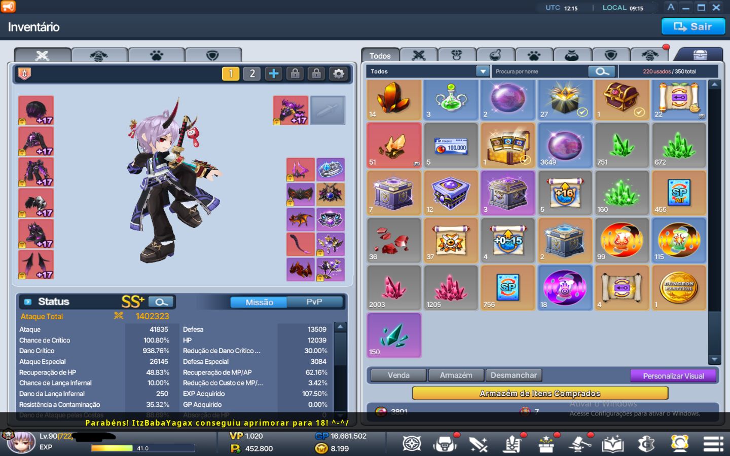 Grand Chase Classic | CLV 722 | 10 Cartas Reaper | Full Set Void | Conta End Gam