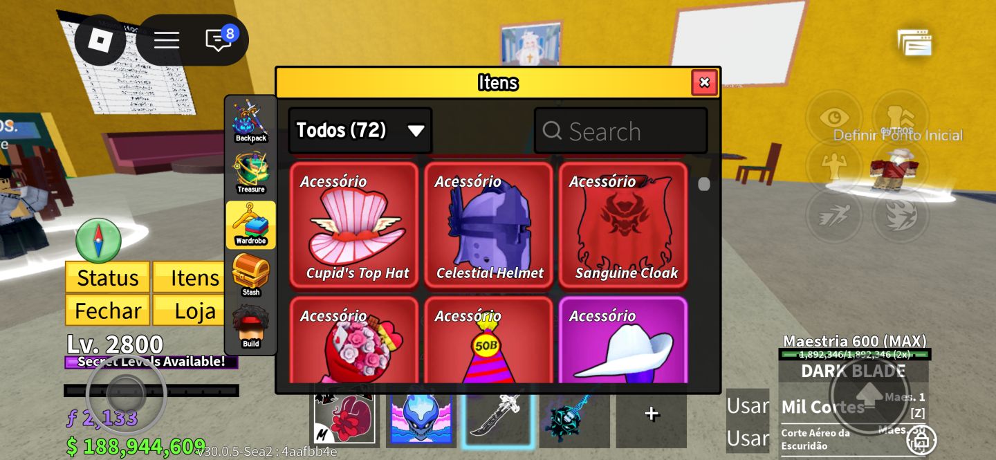 CONTA BLOX FRUITS GEMADA ANTIGA - Upada em outros jogos e muita skin