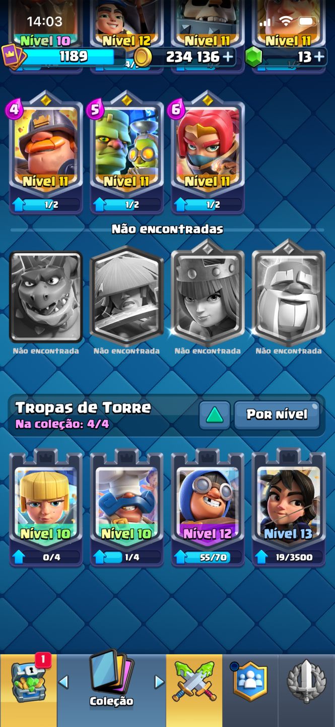 CONTA CLASH ROYALE / 4 EVO / 6 CAMPEÃO/ 20 LENDÁRIOS