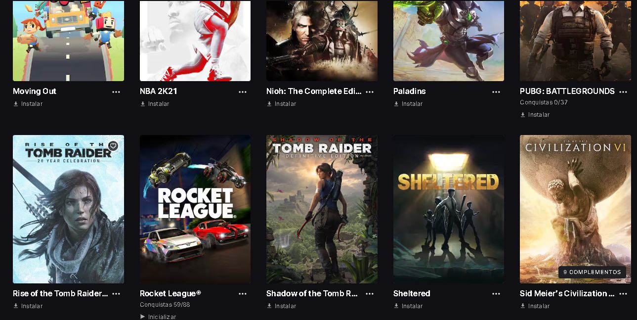 Conta Epic Games com mais de 70 games..