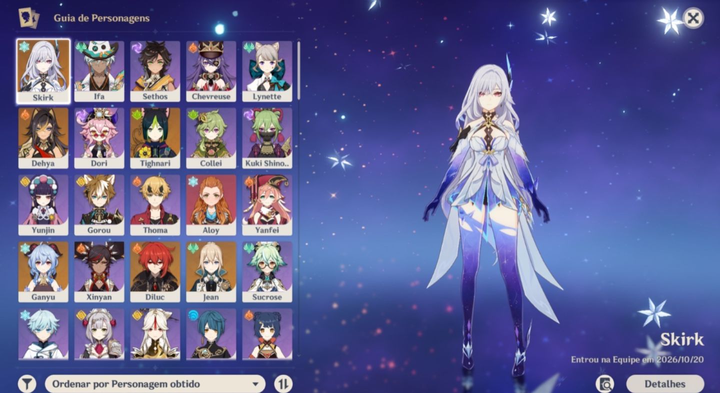 Conta Iniciante de Genshin com Skirk + Ganyu AR 26
