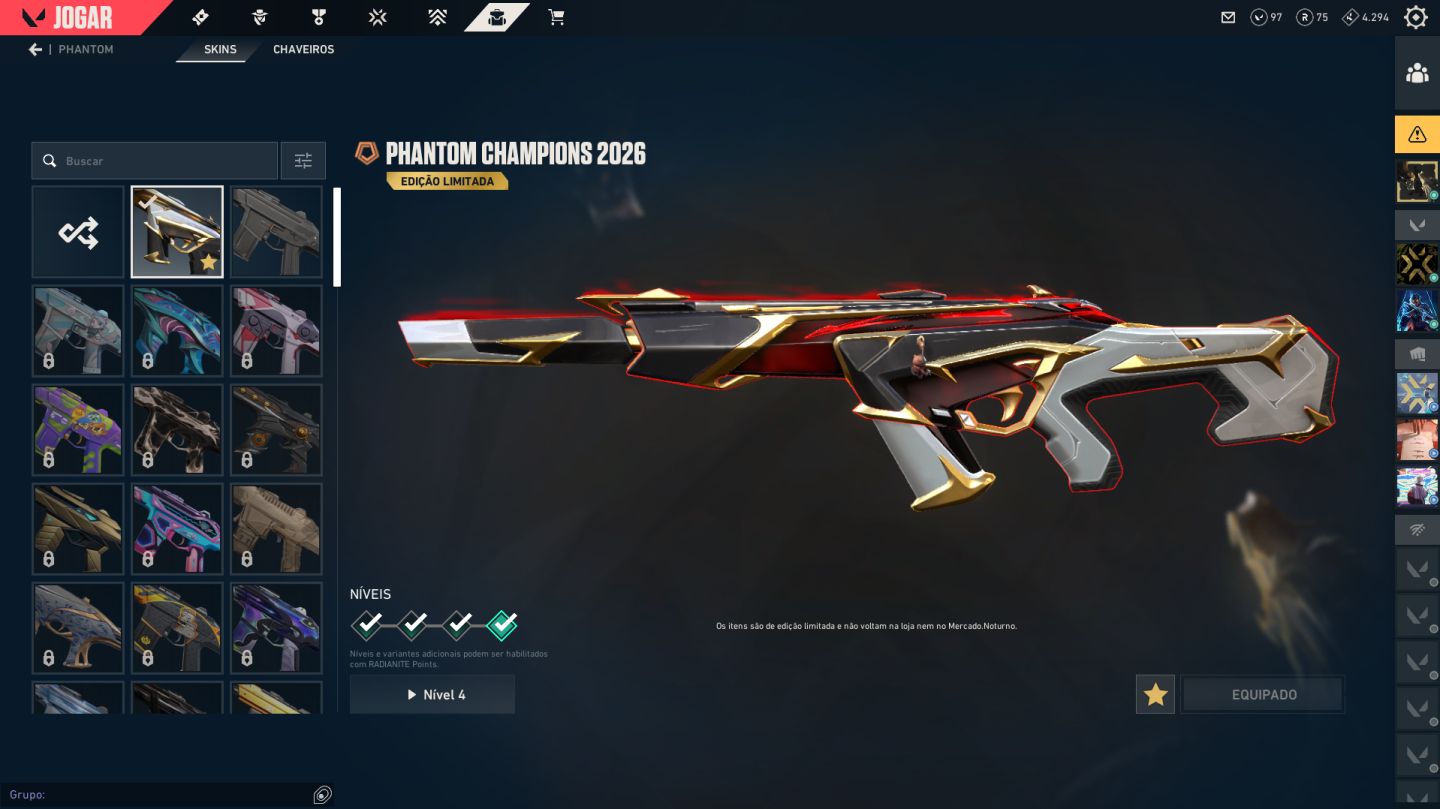 Conta Valorant com Phantom Champions 2026 e Vandall zerofang