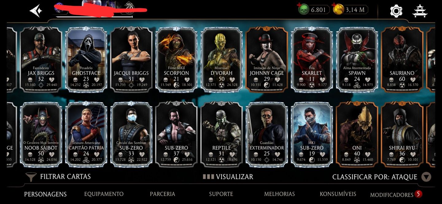 CONTA TOP TIER MK MOBILE NVL 60 | TIME MK11 FULL FX | 6.8K ALMAS