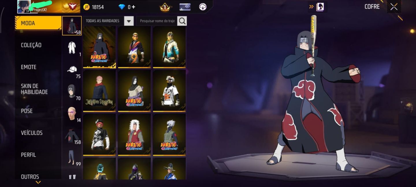 CONTA DE FREE FIRE COM VARIOS CONJUNTOS