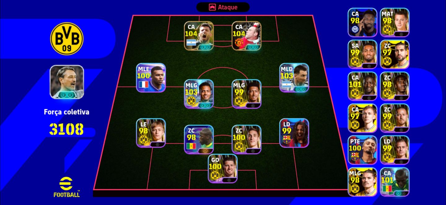 CONTA EFOOTBALL COM PACK DO BORUSSIA DORTMUND | AGUERO | ROONEY | JAKSON