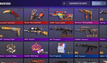 CONTA DE STANDOFF COM LUVA E KARAMBIT INV VERMELHO E LARANJA COM AK ST