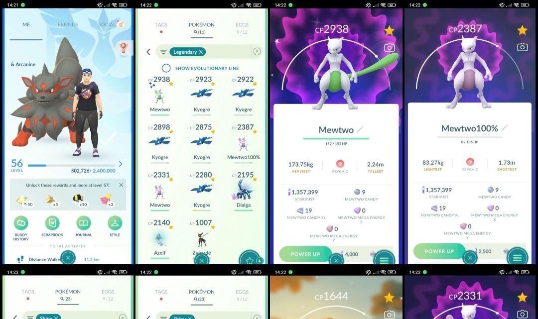 LVL 56 | Mewtwo 100% | 11 LENDÁRIOS | Mewtwo shiny | F070