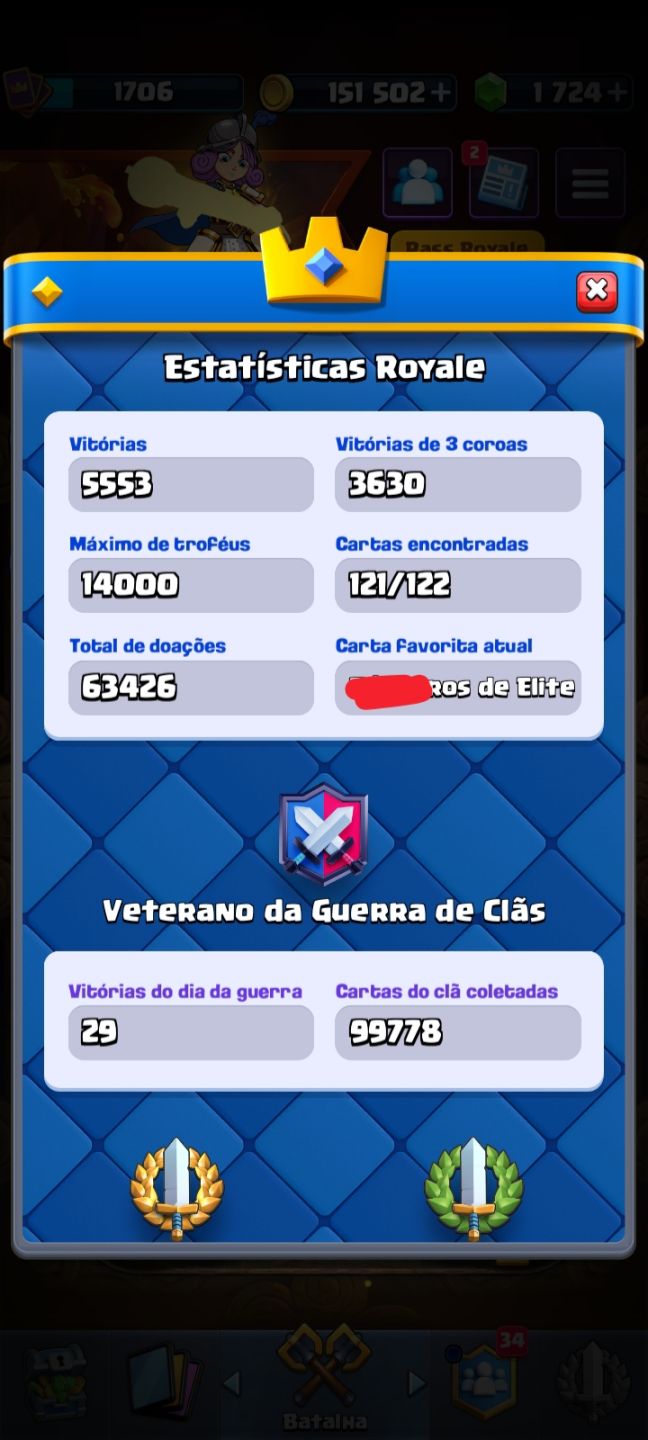 Conta Clash Royale Cartas nível 16 e 15 Nível 1705 14000 Troféus