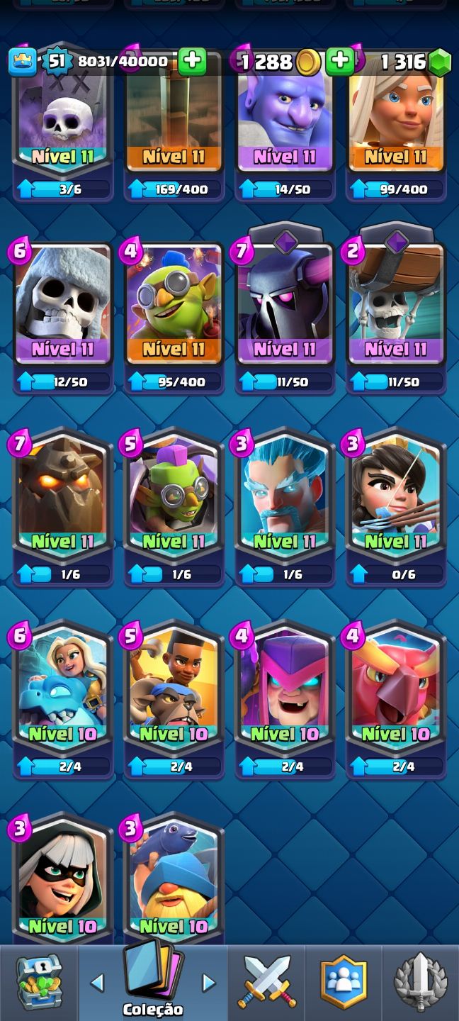 Conta de Clash Royale Upada, com 10K de troféus e com muitas evoluções