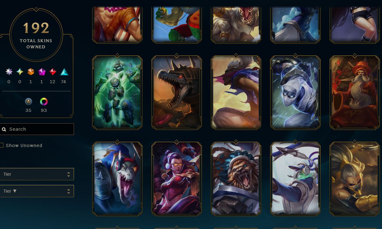 Conta de League of Legends, 192 skins, diamante 4