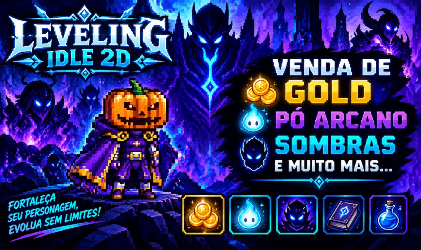 Leveling Idle 2D - Gold, Pó Arcano, Sombras e Muito Mais - Melhores Preços
