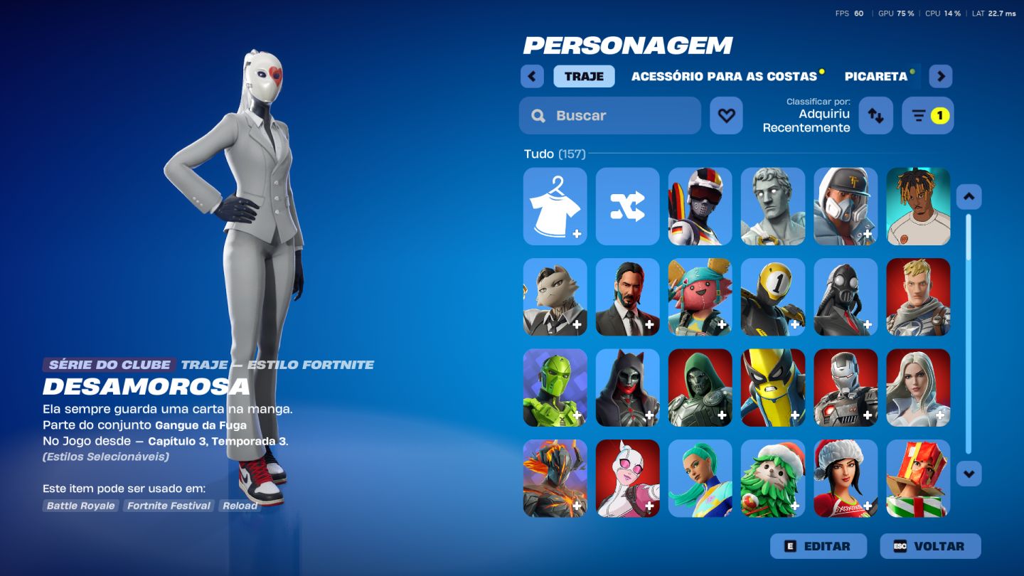 CONTA FORTNITE, MAIS DE 2000 REAIS GASTOS COM SKINS DESDE A SEASON 7