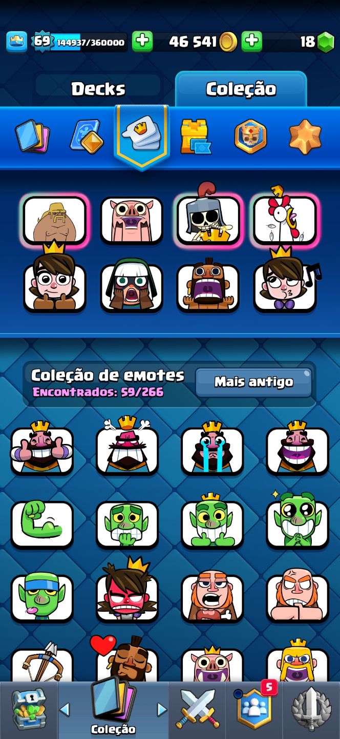 Conta antiga Clash Royale nível 69