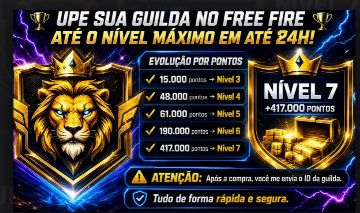 E UPO SUA GUILDA FREE FIRE ATÉ O NÍVEL 7 EM ATÉ 24 RÁPIDO E SEGURO