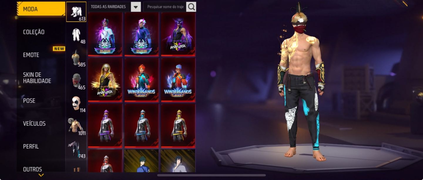 CONTA FREE FIRE FULL PARCERIA + 1K DE PEITAS + RAGNAROK+ PRIME 8 + PES DESCALÇO