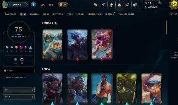 FULL ACESSO - 75 SKINS - TODOS CAMPEÕES - LEVEL 528 - 403 MIL ESSENCIA AZUL