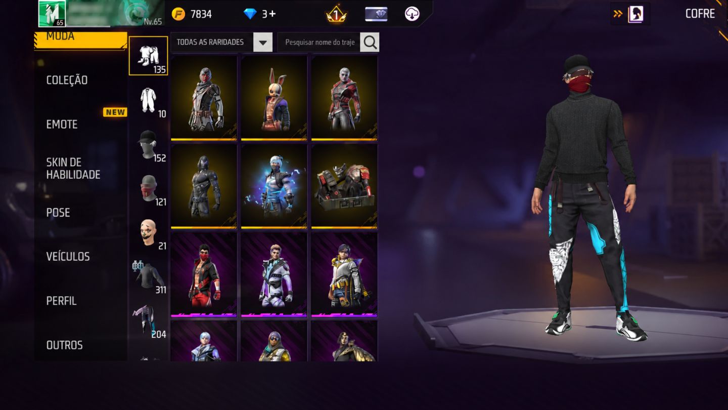 CONTA FREE FIRE INSANA! MUITAS SKINS, RARIDADES E COLEÇÃO BRABA!