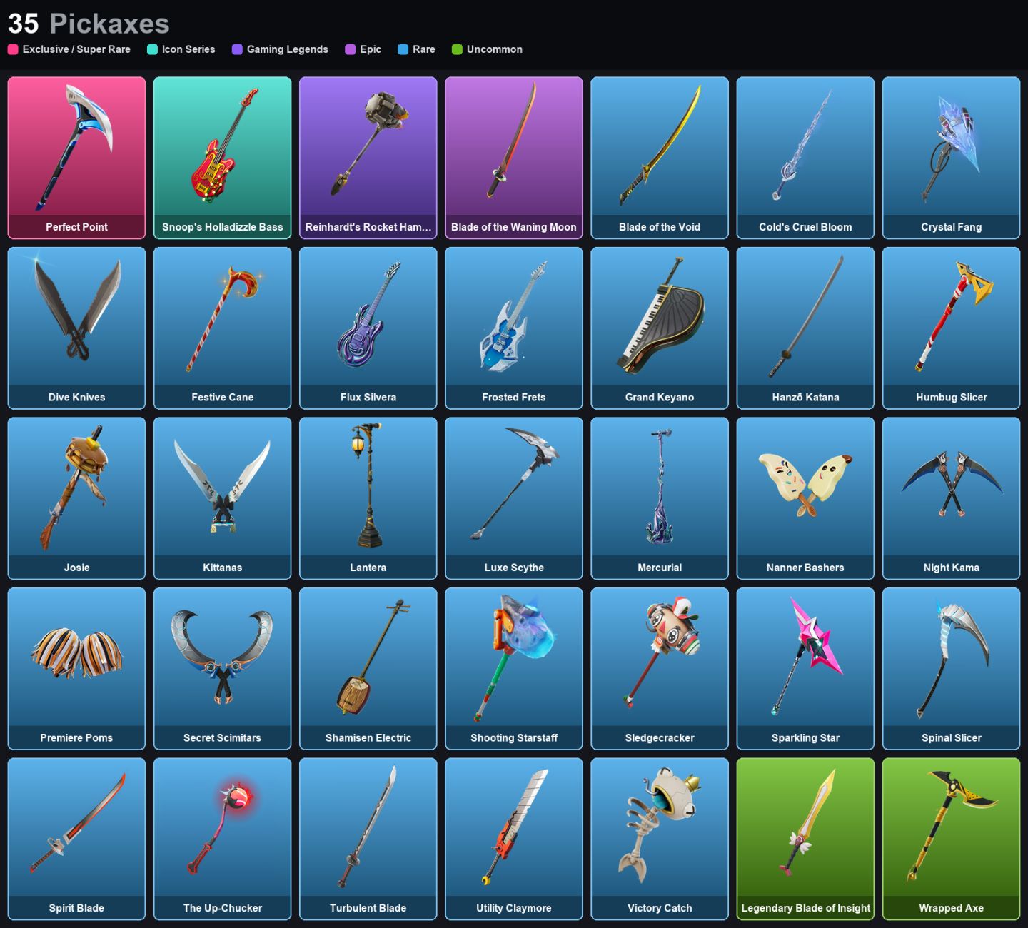 Conta 9 Skins - NEO VERSA - SANTA DOGG - DARK DOGGO - BLACK MANTA - AXO