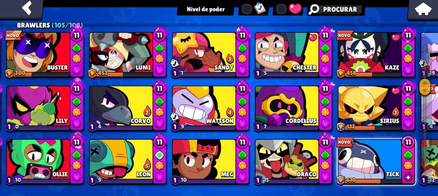 CONTA BRAWLSTARS 59K DE TROFEUS, 105 BRAWLERS + CLASH ROYALE
