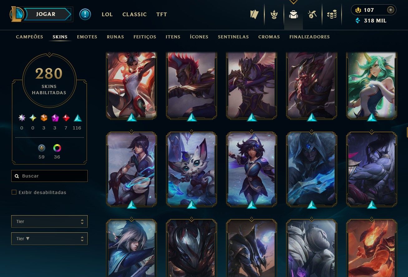[ENTREGA AUTOMÁTICA] CONTA LOL E WILD RIFT 280 SKINS GOLD 4 97% WR 29W 1L