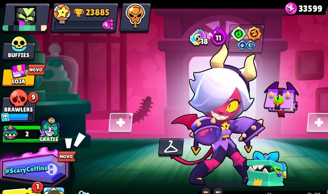 CONTA BRAWL STARS RARA! Colette Trixie, Vírus 8-Bit Original, Poco Starr e mais!
