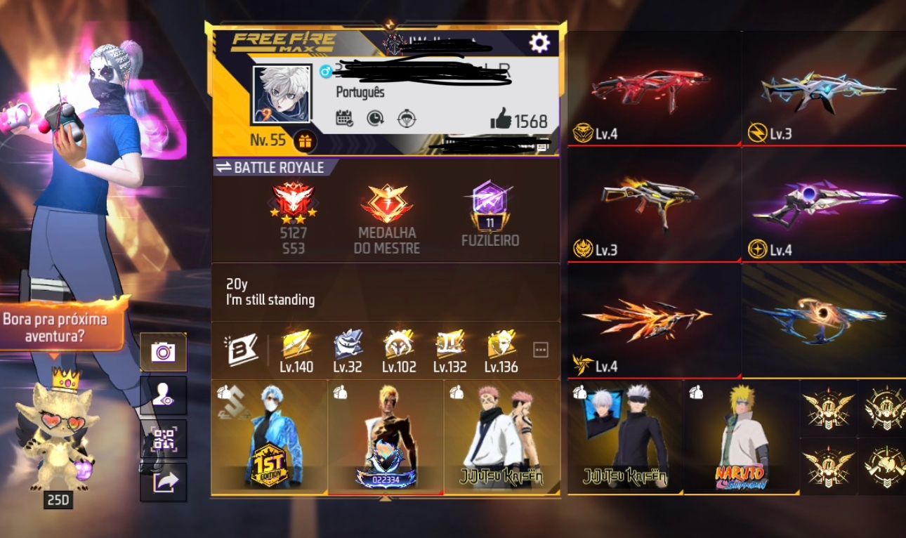 Conta Free Fire level 55