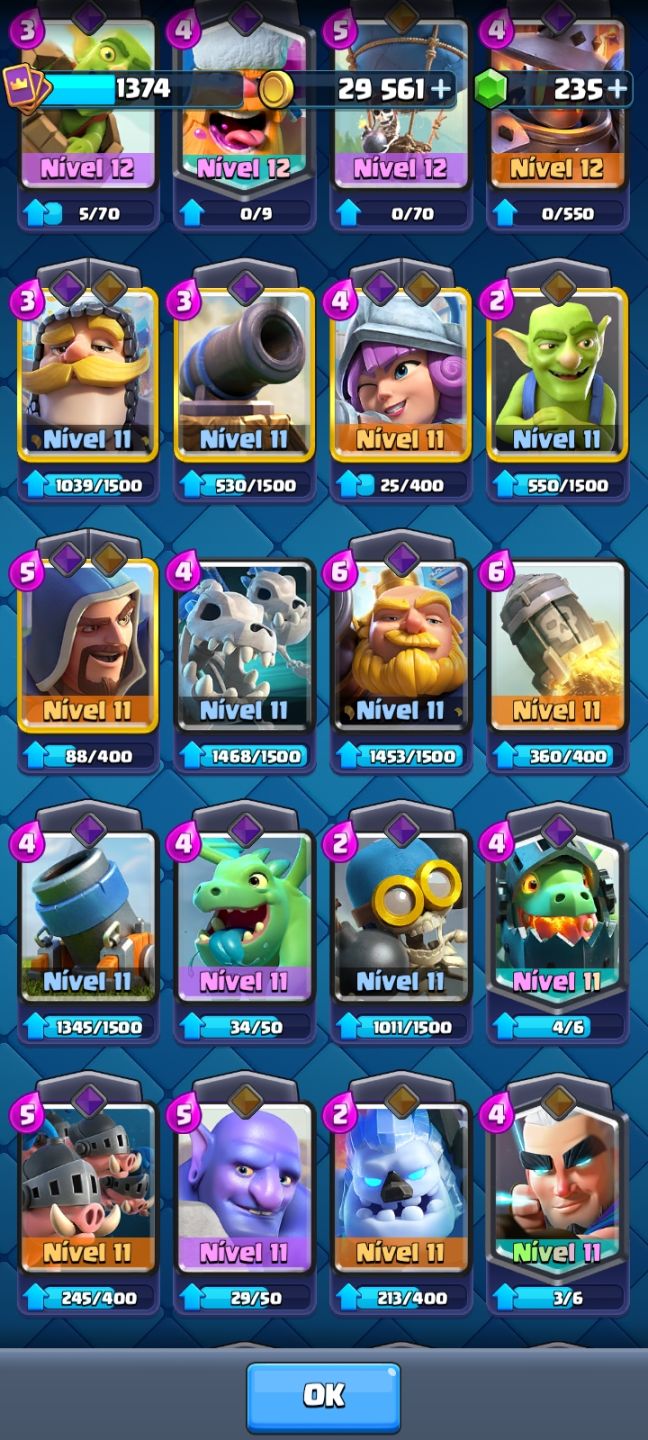 Conta Clash Royale 7.000 Troféus 9 Evoluções Rei Nível 13