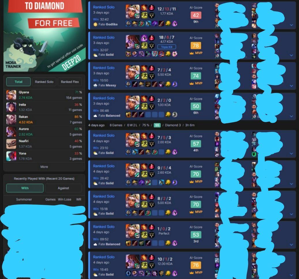 [BR] CONTA MONO QIYANA MESTRE 67% WINRATE MMR ++(71% QIYANA) (MMR GM+) (BARATO)