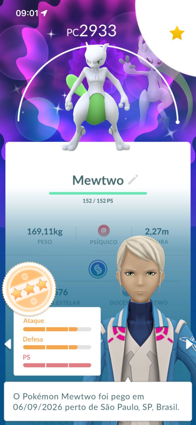 Conta pokemon go com mewtwo shiny