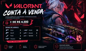 CONTA VALORANT RICA EM SKINS | 46 SKINS + 3 FACAS | +R$4.300 GASTOS