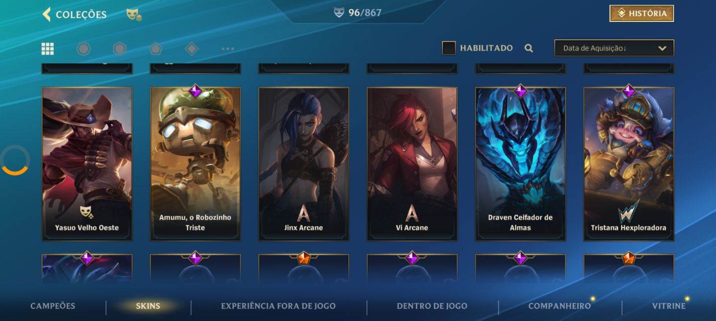 Conta tunada do wild rift Beta, criada por mim