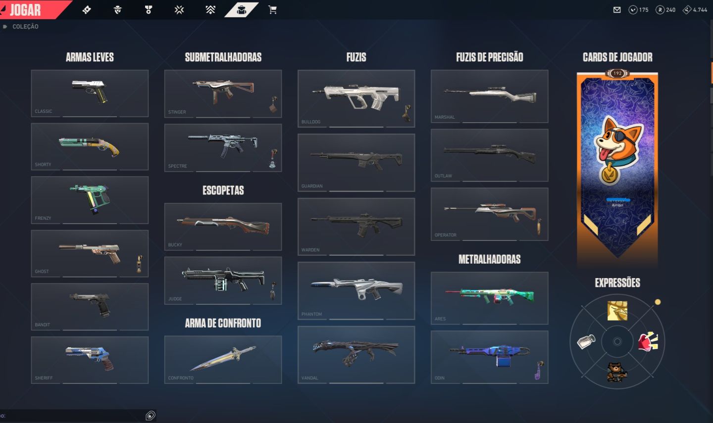 Conta valorant com varias skins lvl 192 (conta rara + skins raras) [900+ gastos]