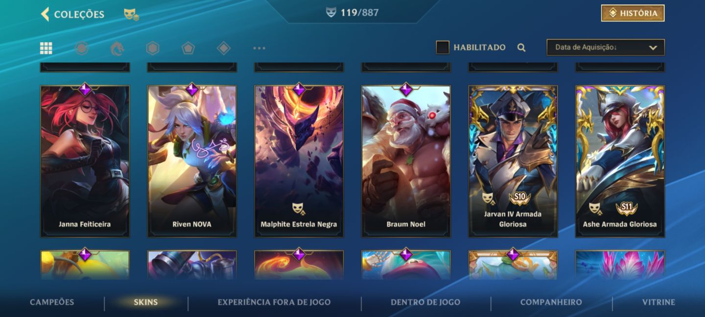SKIN LENDÁRIA LUX R. DE CRISTAL/C. NEGRO E SENNA V. OESTE + 110 SKINS HABILITADA